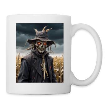 Vogelscheuche auf einem Feld dunkler Horror gruselig Halloween - Tasse - Weiß - Rechts
