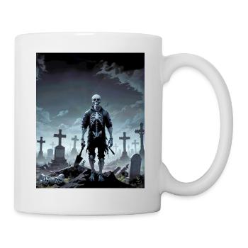 Squelette maléfique dans un cimetière Monstre Horreur sombre - Mug blanc - blanc - Droite