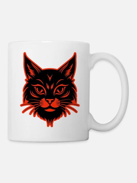 Katze Kopf - Tasse - Weiß