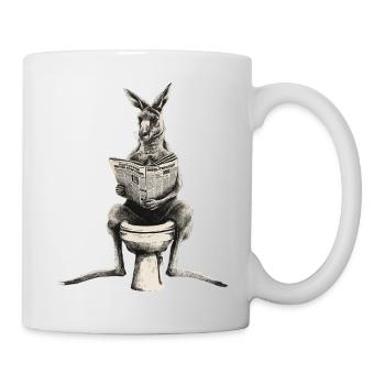 Känguru genießt die Morgenlektüre - Tasse - Weiß - Rechts