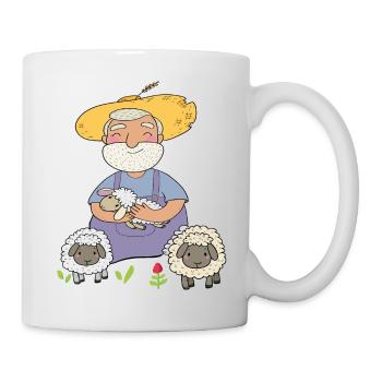 Berger avec des brebis - Mug blanc - blanc - Droite