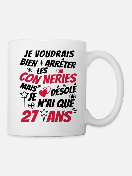 connerie 27 ans / cadeau 27 ans / t-shirt 27 ans - Mug blanc - blanc