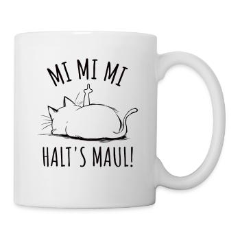 MI MI MI Halts Maul Katze mit Mittelfinger lustig - Tasse - Weiß - Rechts