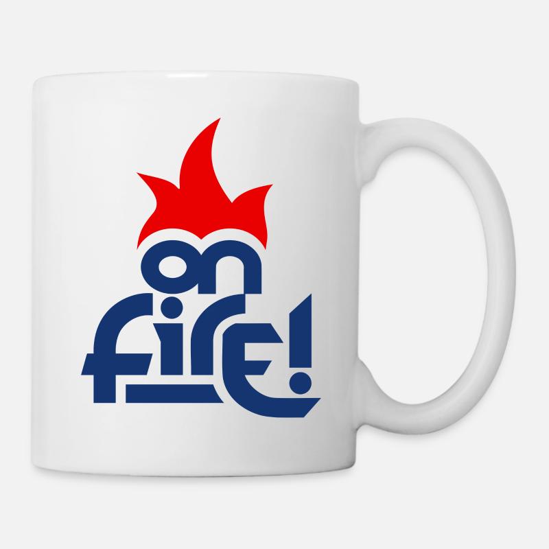 on fire (bleu et rouge) - Mug blanc - blanc
