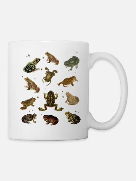 Retro Frosch Shirt - lustige Kröten und Fliegen - Tasse - Weiß