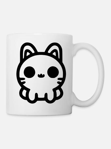 Niedliche Katze sitzt - Tasse - Weiß