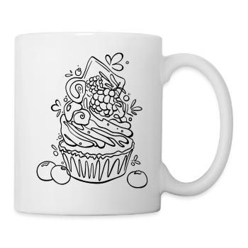 Line Art Cupcake - Tasse - Weiß - Rechts