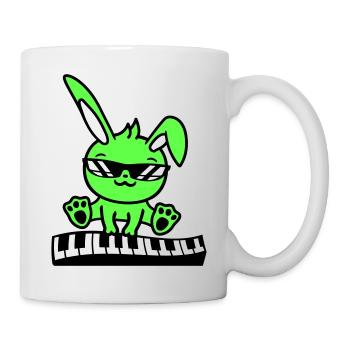 Easter Bunny Rabbit Cute Piano Keyboard Playing - Mug - white - Right