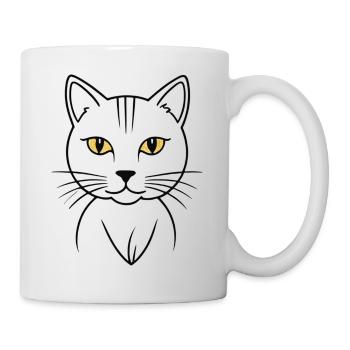 Stylische Goldkatze - Tasse - Weiß - Rechts