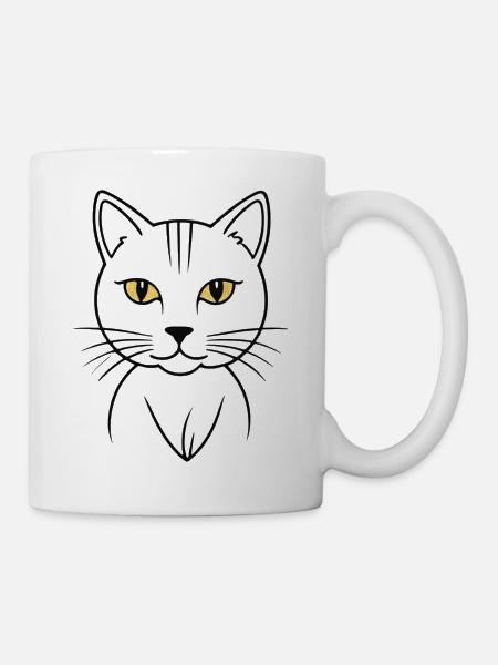 Stylische Goldkatze - Tasse - Weiß