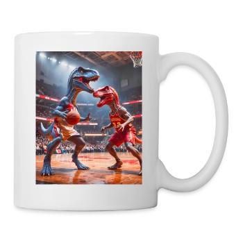 Dinos living Today – playing basketball dinosaur - Mug - white - Right