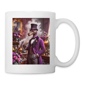 Dinos noble dinosaur with bowler hat - Mug - white - Right