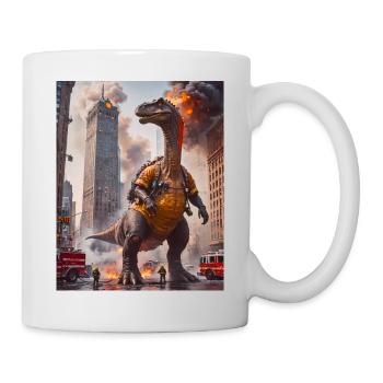 Dinos living working as a fire fighter - Mug - white - Right