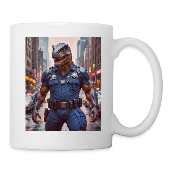 Dinos leben Heute Polizist in einer Großstadt - Tasse - Weiß - Rechts