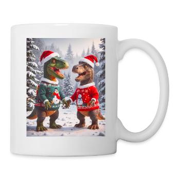 Dinosaure moche Noël pull hiver noël - Mug blanc - blanc - Droite