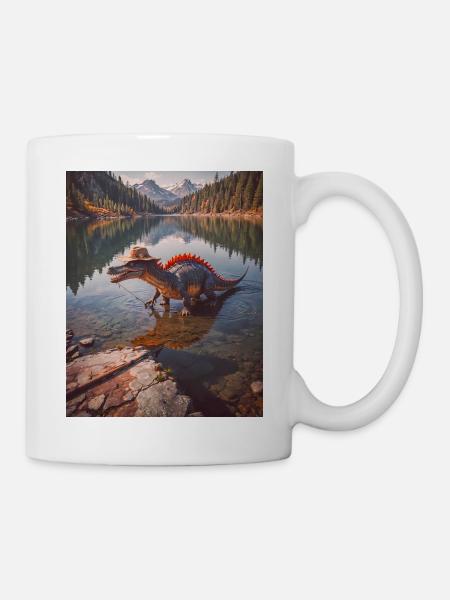 Dinosaurier lebender Spinosaurus angelt - Tasse - Weiß