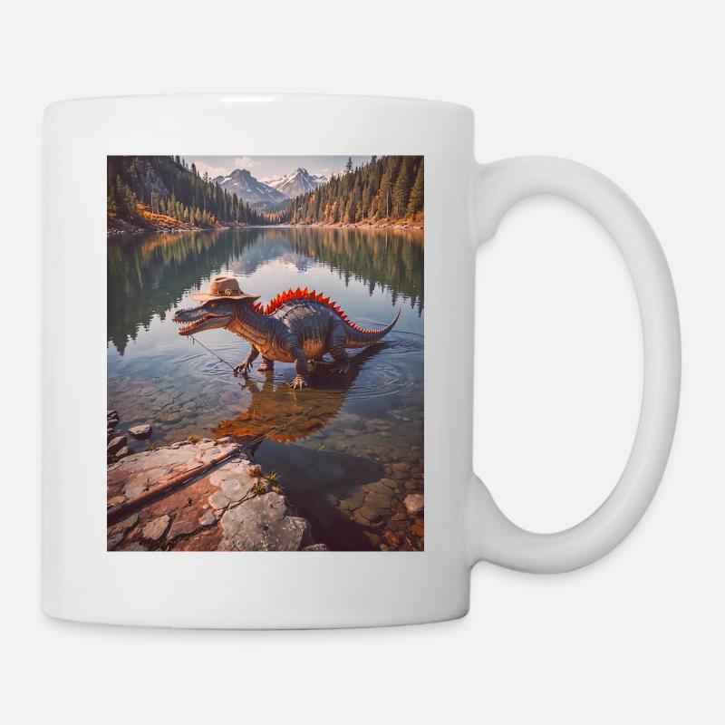 Dinosaurier lebender Spinosaurus angelt - Tasse - Weiß