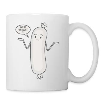 Weiss wuascht is - Spruch Wurst Lustige Weißwurst - Tasse - Weiß - Rechts