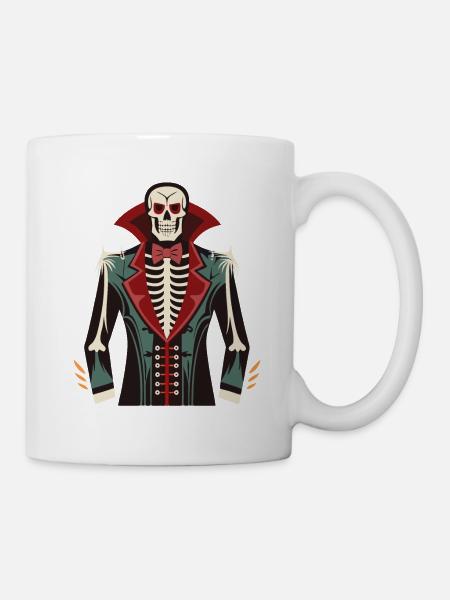Ein Skelett-Brustkorb, ein Vampir-Smoking-Print Kostüm - Tasse - Weiß