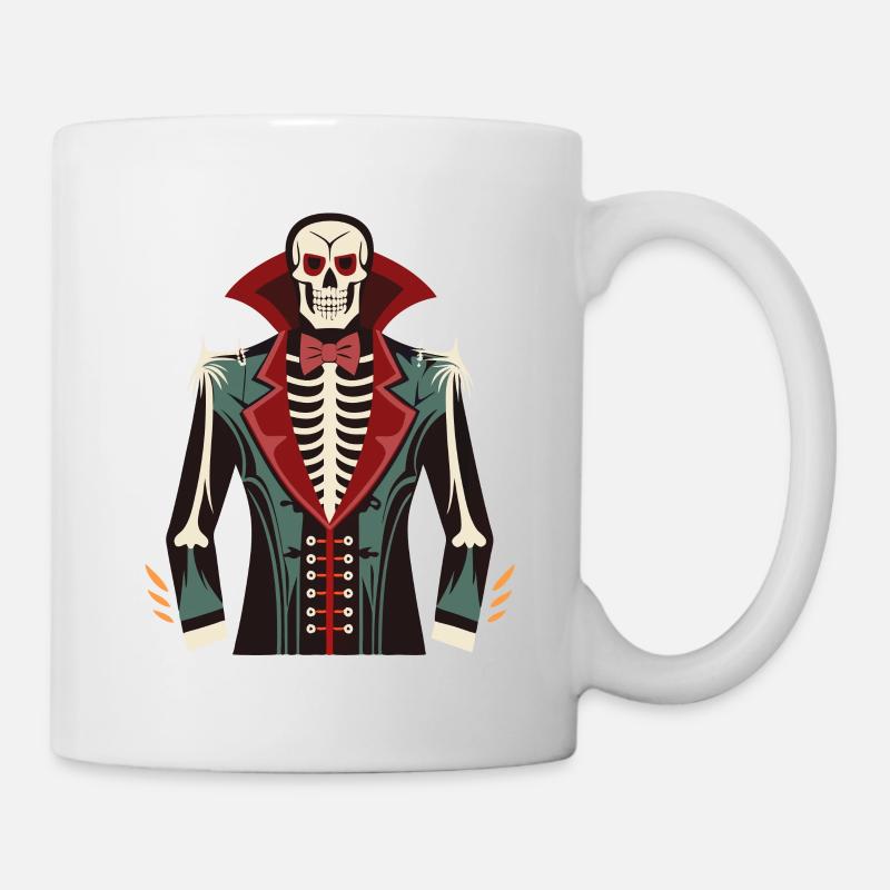 Ein Skelett-Brustkorb, ein Vampir-Smoking-Print Kostüm - Tasse - Weiß