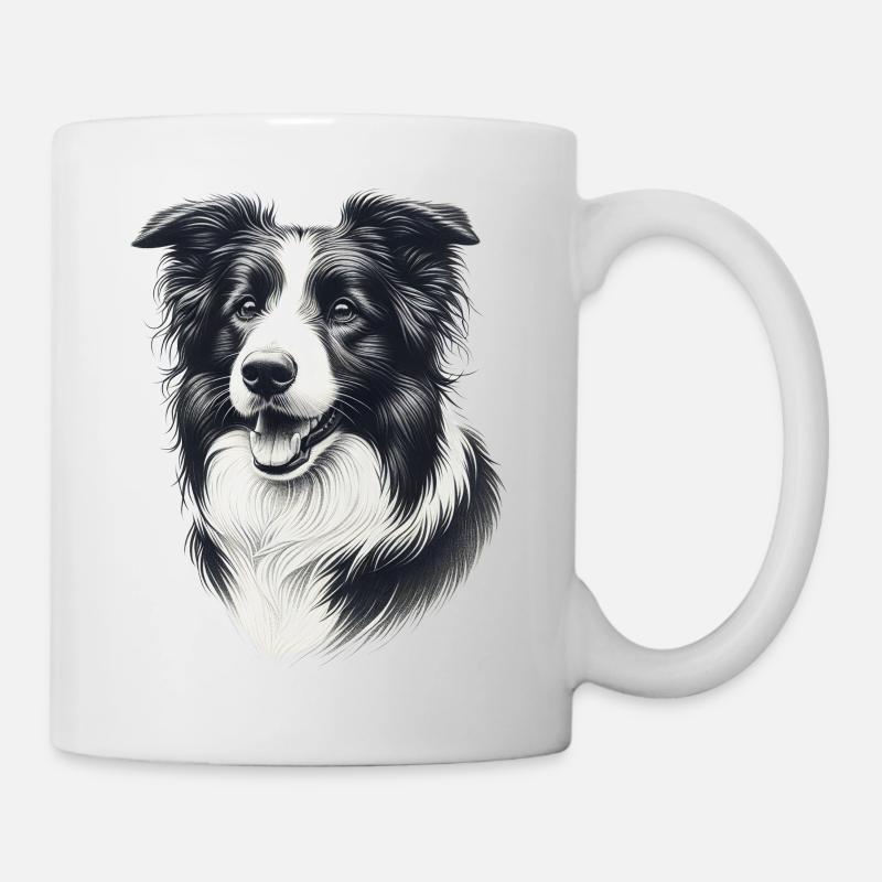 Border Collie Cute Dog Black White - Mug - white