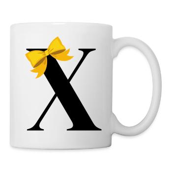 Buchstabe x gelbe Schleife - Tasse - Weiß - Rechts