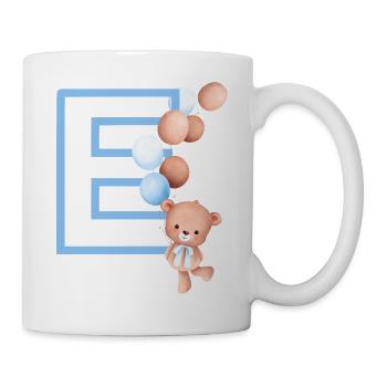 Blauer Buchstabe E Bär - Tasse - Weiß - Rechts