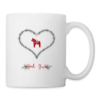 coeur de Noël rouge/vert avec cheval Dala - Mug blanc - blanc - Droite