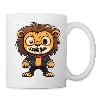Löwe Halloween Lustig Zombie - Tasse - Weiß - Rechts