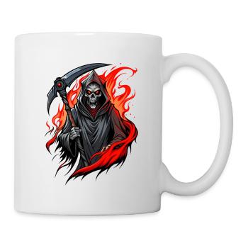 Faucheuse en flammes - Design sombre et ardent - Mug blanc - blanc - Droite