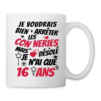 j'ai 16 ans / t-shirt anniversaire 16 ans - Mug blanc - blanc - Droite