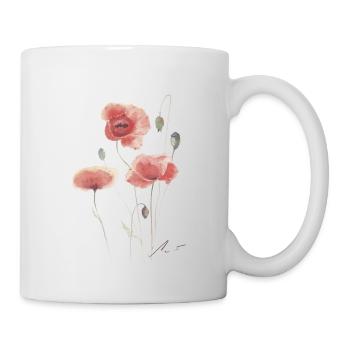 Mohnblumen, die im Wind tanzen. - Tasse - Weiß - Rechts