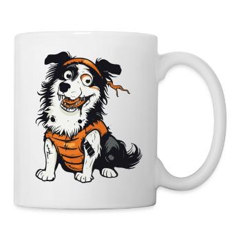 Border Collie Hund Halloween Lustig Zombie - Tasse - Weiß - Rechts