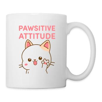 Pawsitive Attitude - Chat peace et kawaii - Mug blanc - blanc - Droite