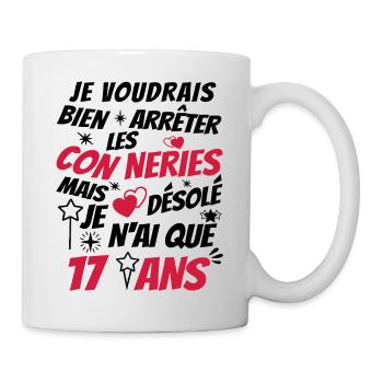 j'ai 17 ans / idée cadeau anniversaire / 17 ans - Mug blanc - blanc - Droite