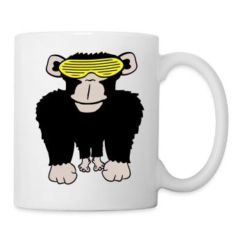 Funky Sonnenbrille Gorilla Cooler Party Affe Spaß - Tasse - Weiß - Rechts