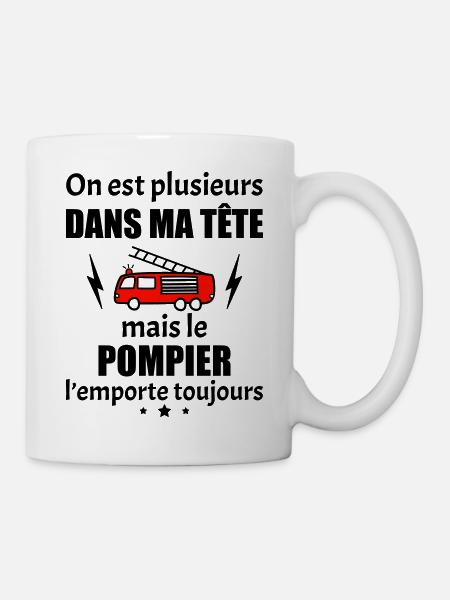 Dans ma tête pompier, sapeur pompieur,camion - Mug blanc - blanc