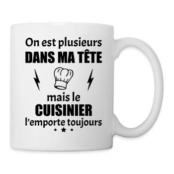 On est plusieurs dans ma tête cuisinier, cuisine - Mug blanc - blanc - Droite