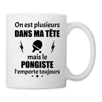 Dans ma tête Pongiste,ping-pong,pongiste,ping pong - Mug blanc - blanc - Droite