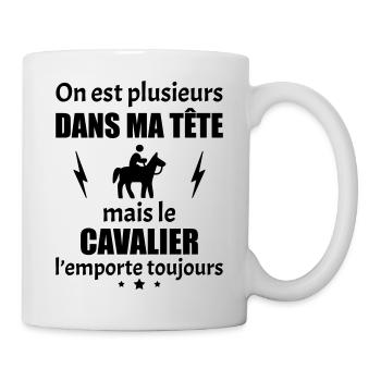Dans ma tête Cavalier,cavalier,cheval,équitation - Mug blanc - blanc - Droite