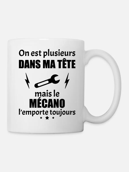 Dans ma tête mécano, mécanicien, mécanique - Mug blanc - blanc