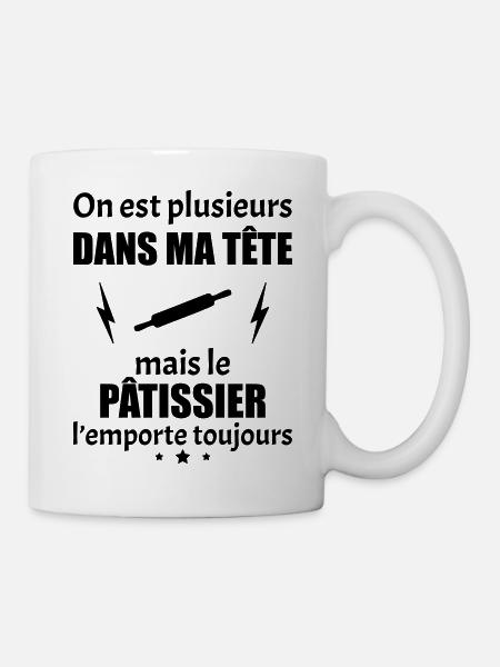 On est plusieurs dans ma tête pâtissier,pâtisserie - Mug blanc - blanc