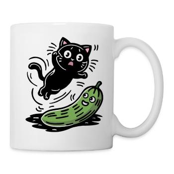 Scared Cat and Cucumber - Mug - white - Right