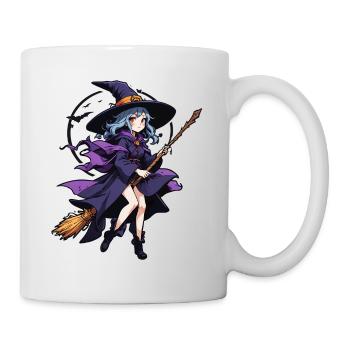 Halloween - Hexe mit Besen Grusel Manga - Tasse - Weiß - Rechts