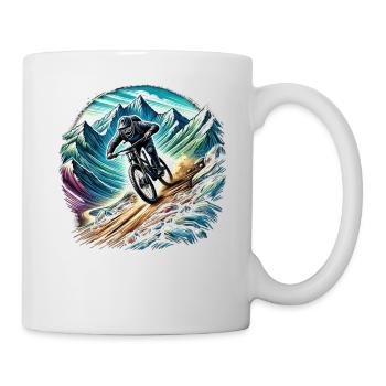 Mountain bikers in the mountains - Mug - white - Right