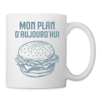 Mon plan d aujourd hui hamburger - Mug blanc - blanc - Droite