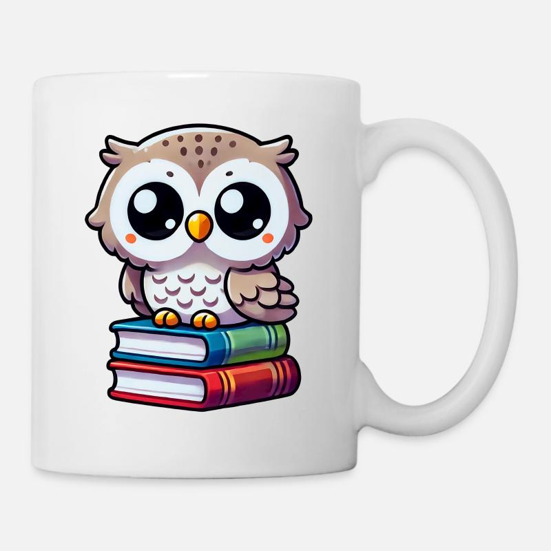 Hibou sur les livres - Mug blanc - blanc