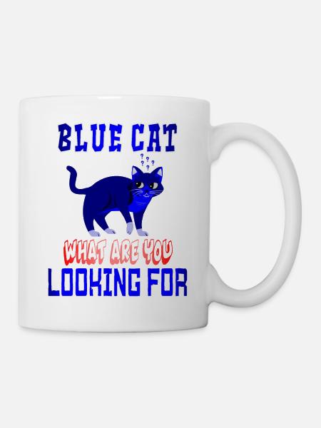BLUE CAT WHAT ARE YOU LOOKING FOR - Mug blanc - blanc