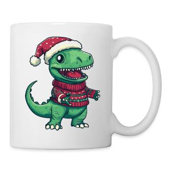Dinosaur T-Rex Christmas Comic - Mug - white - Right
