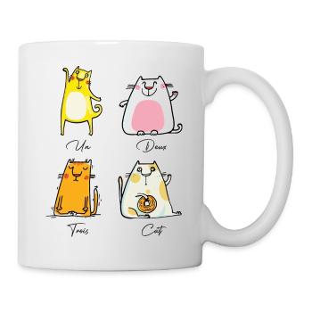 Tshirt un deux trois cat humour dessin de chat - Mug blanc - blanc - Droite